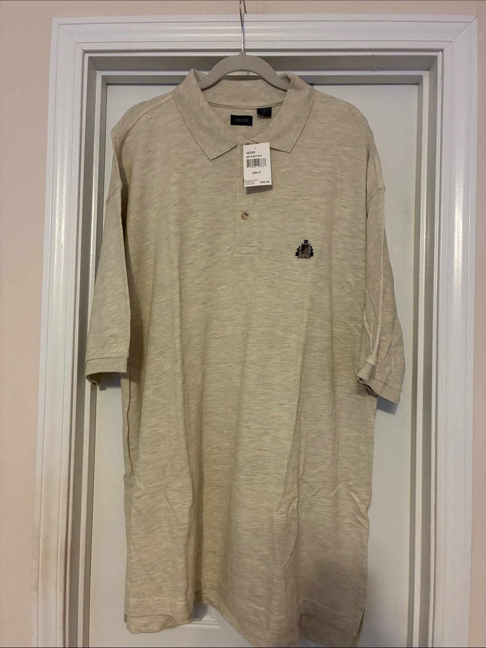 Izod Men's Light Gray size 2XLT Polo Shirt with Embroidered Logo